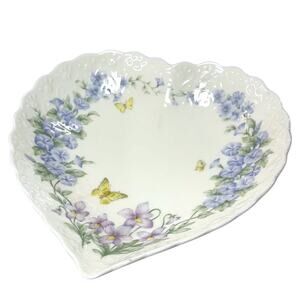 Mikasa Japan Heart Dish Thinking of You Butterfly Floral Trinket Bowl